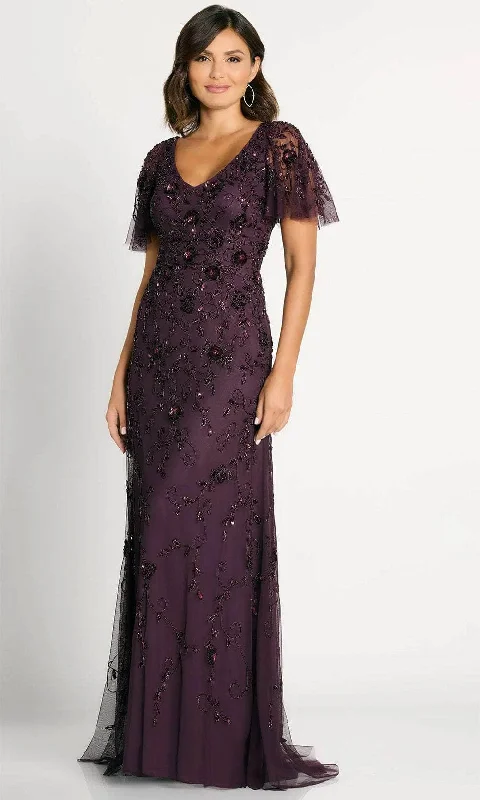 La Valleta LV6105 - Flutter Sleeve Ornate Evening Dress Bodycon Fitted Nightout