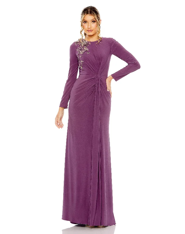 Mac Duggal 42106 Long Sleeve Formal Mermaid Fit Evening Dress Tunics Cozy soft