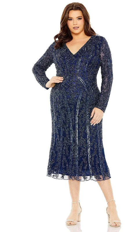 Mac Duggal 5938 - Beaded Appliqued V-Neck Evening Dress Tunics Winter warm