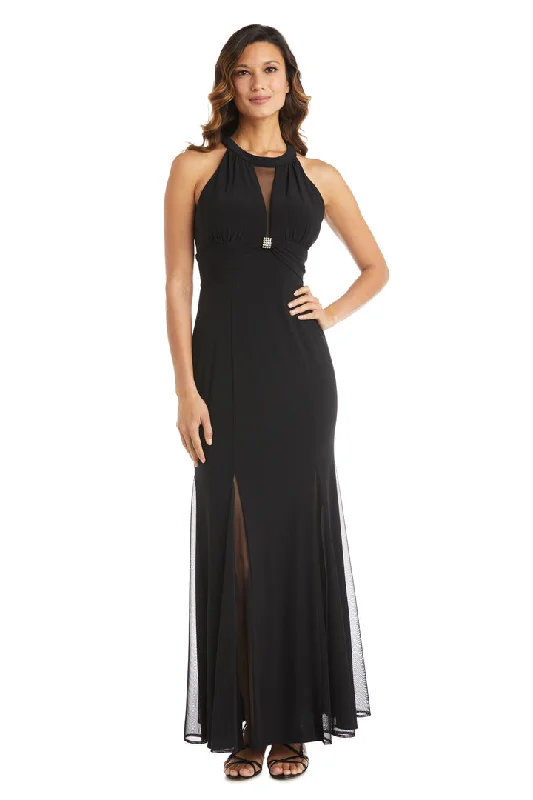 Nightway 22023 Long Halter Formal Evening Dress Cowl Neckline Elegant