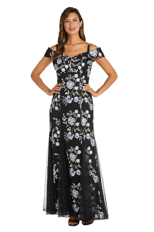 R&M Richards 2699 Long Formal Floral Evening Dress Tunics Polka dots