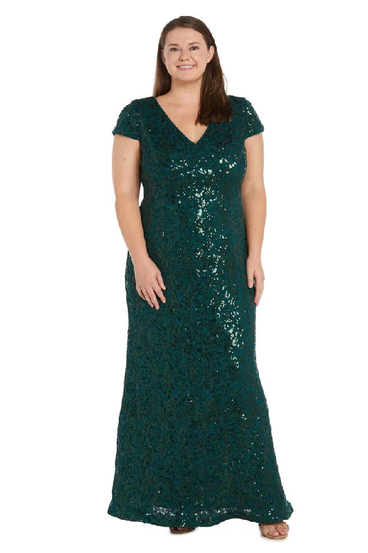 R&M Richards 2858W Long Plus Size Sequin Formal Evening Dress Tunics Plaid country