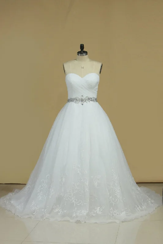 Tulle Sweetheart With Ruffles And Beads A Line Wedding Dress Tunics Versatile all-occasion