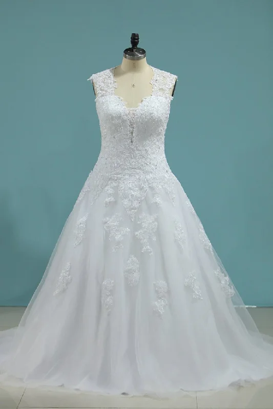 Wedding Dresses A-Line High Neck Court Train Satin With Applique Covered Buttons Cowl Neckline Elegant