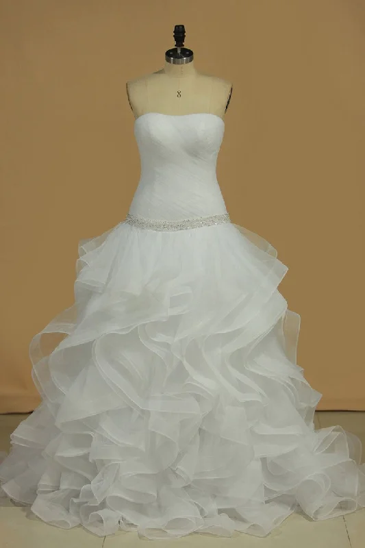 Wedding Dresses A Line Scalloped Neck Tulle With Ruffles And Beads Tunics Essential wardrobe