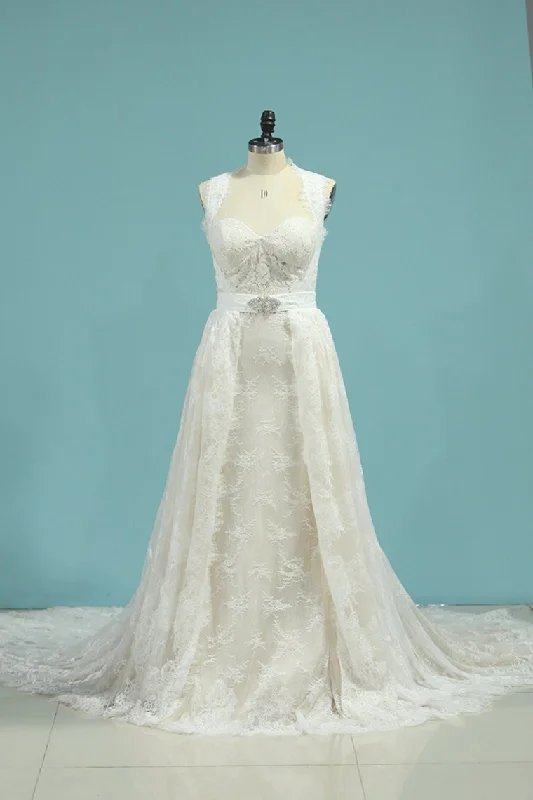 Wedding Dresses Mermaid Lace With Removable Train Cathedral Train Tunics Occasion special