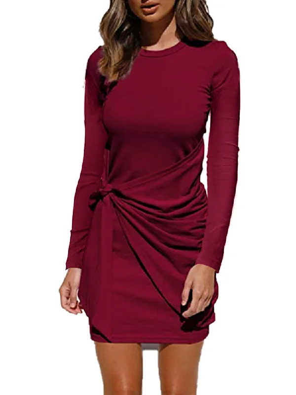 Long Sleeves Tie Up Bodycon Mini Dresses Tunics Occasion special