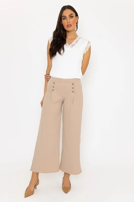 Beige Wide Leg Scuba Trousers Beige Trousers Wedding White