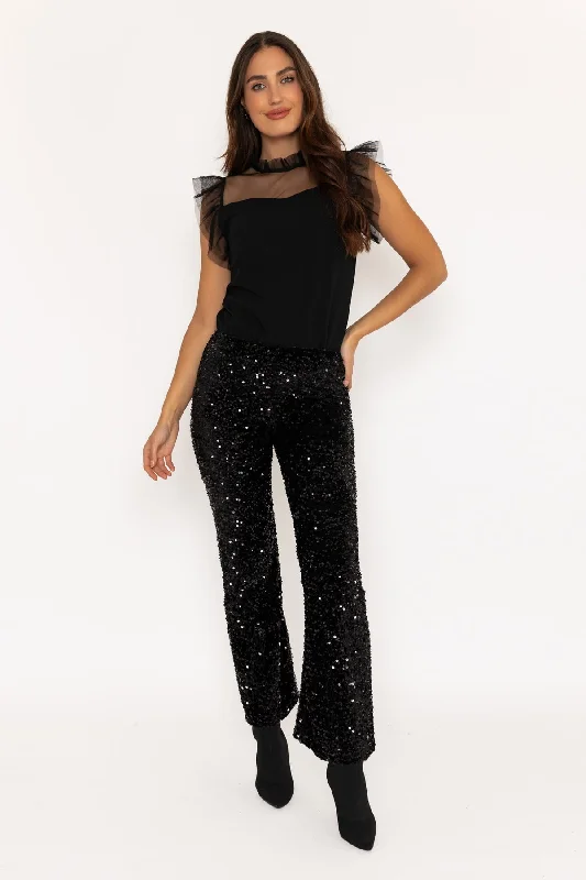 Black Sequin Trousers Trousers fashionable trendy