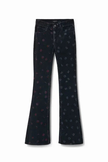 Desigual Corudroy Trousers with Polka Dot Print Trousers Handmade Artisanal