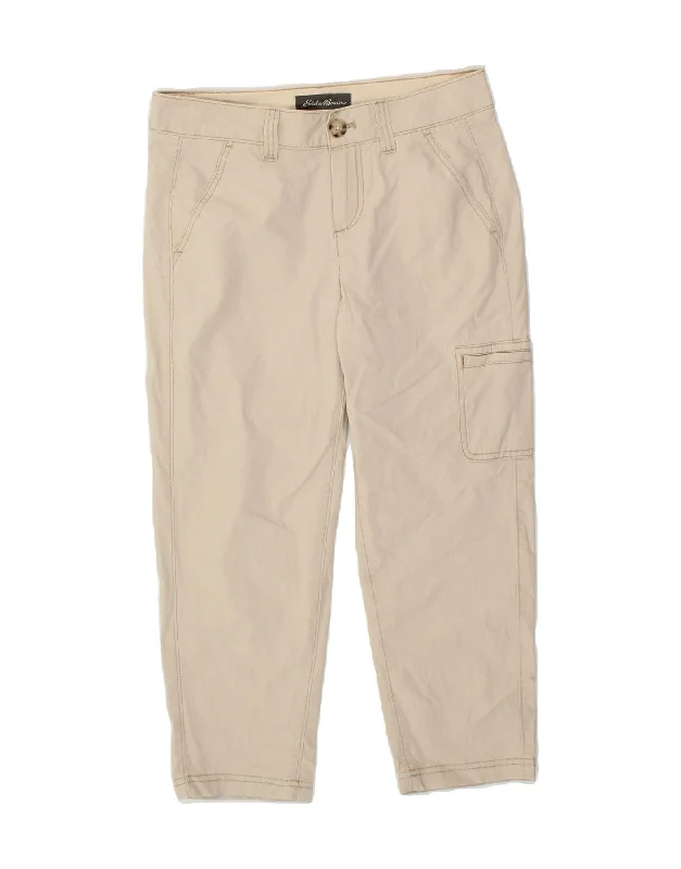 EDDIE BAUER Womens Crop Cargo Trousers US 2 XS W28 L23 Beige Cotton Trousers Gym Athletic