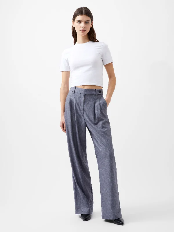 French Connection Fiorella Pin Stripe Trousers-Grey-74XAW Trousers Mesh Breathable