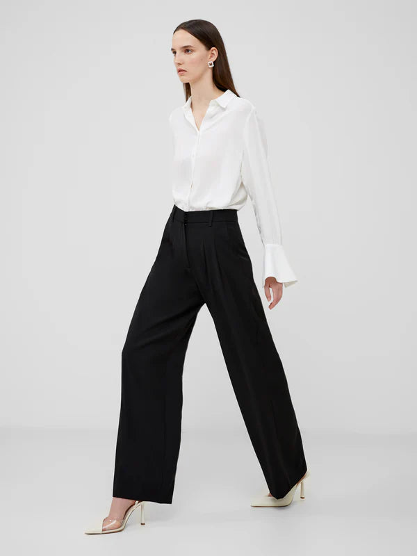 French Connection Harrie Suiting Wide Leg Trousers-Blackout-74XAJ Trousers Running Lightweight