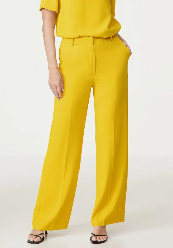 Gerry Weber Pleat Front Straight Leg Trousers, Yellow Trousers Designer Luxury