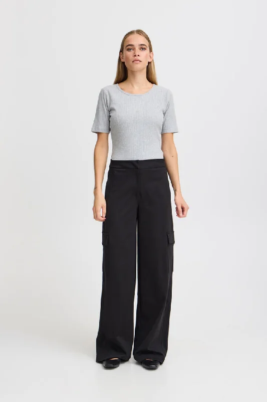 Ichi Simonse Trousers-Black-20121795 Trousers Denim Blue