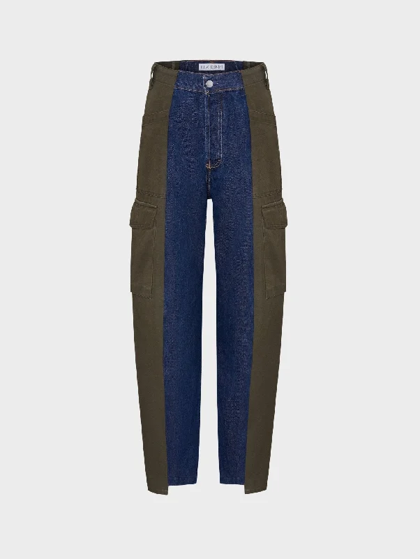 Irenie Trousers Cargo Dark Blue Denim Trousers Modern Contemporary