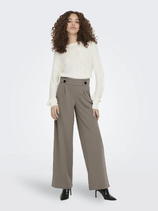 JDY Geggo Wide Fit Elasticated Trousers 30" Leg-DRIFTWOOD Trousers Occasion Special