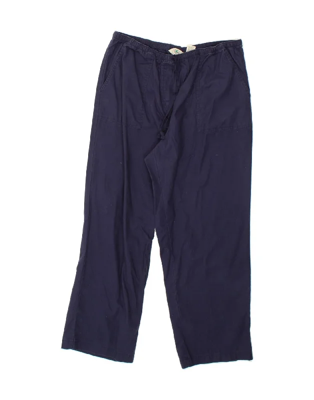 L.L.BEAN Womens Straight Casual Trousers Large W32 L28 Navy Blue Cotton Trousers New Arrival