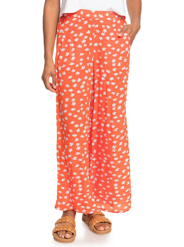 Midnight New Avenue Wide Leg Trousers - Tiger Lily Flower Rain Trousers Lace Delicate