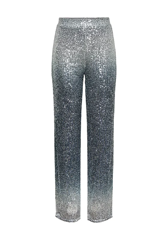 Pieces Delphia Ombre Sequin Wide Leg Trousers, Silver Trousers Polka Dot Cute