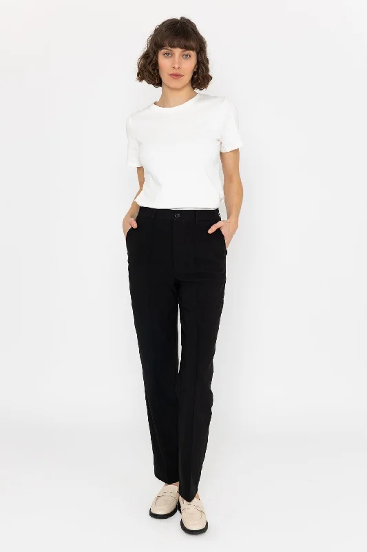 Pleat Front Bengaline Trousers in Black Trousers Top Rated