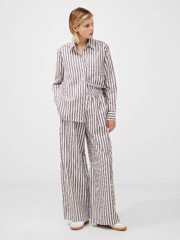 Stripe Poplin Palazzo Trousers Trousers Party Sparkling