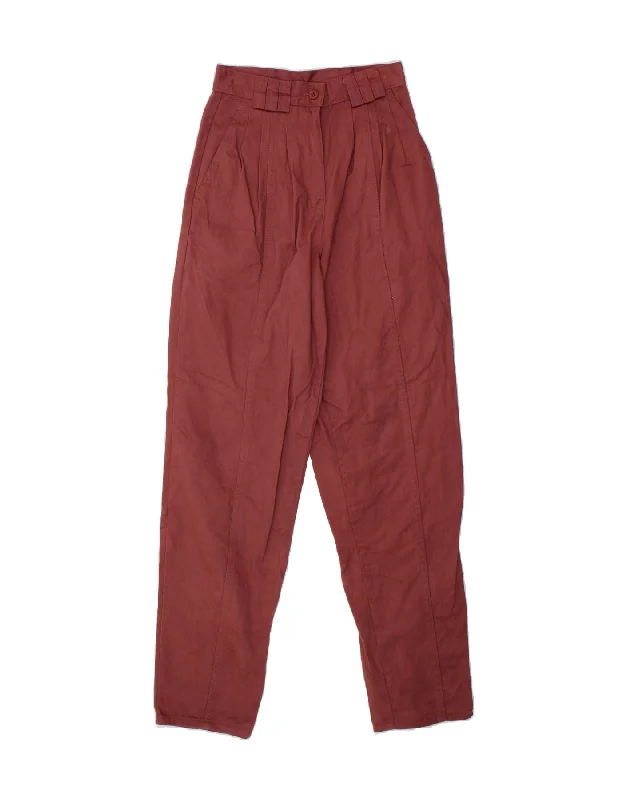 VINTAGE Womens Pegged Chino Trousers IT 40 Small W26 L31 Maroon Cotton Trousers Spring Floral