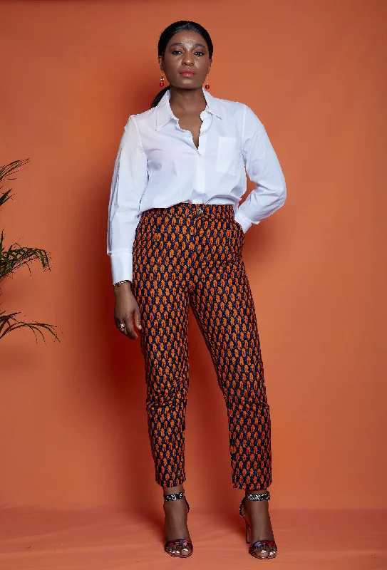 African Print Fitted Trousers - Deniola Trousers Velvet Soft