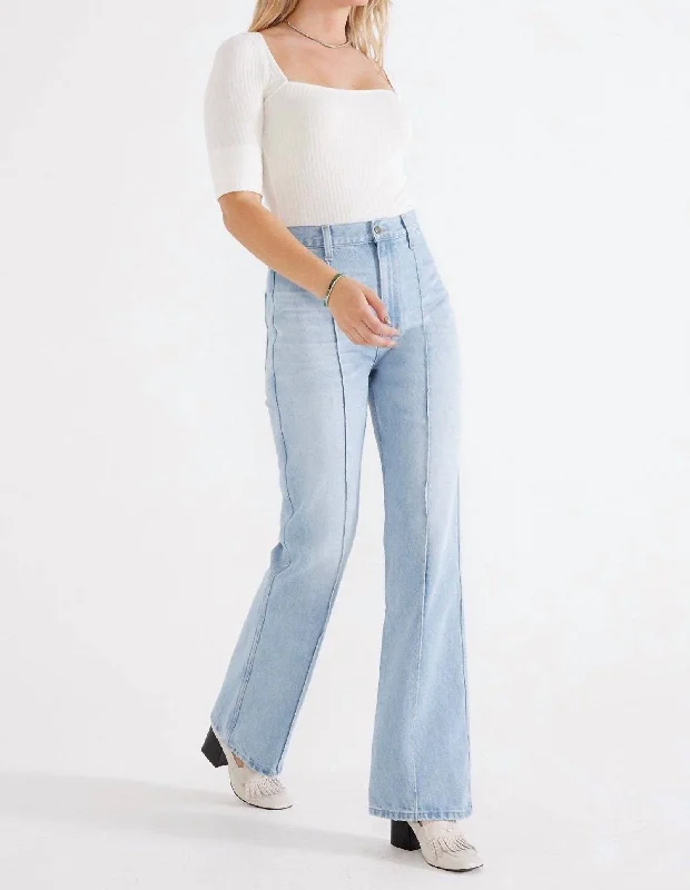 Estilia Pintuck Trouser In Blue Reef Trousers Striped Patterned