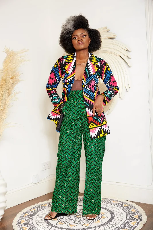 High Waisted African Print Palazzo Trouser - Nawi Trousers Floral Bohemian