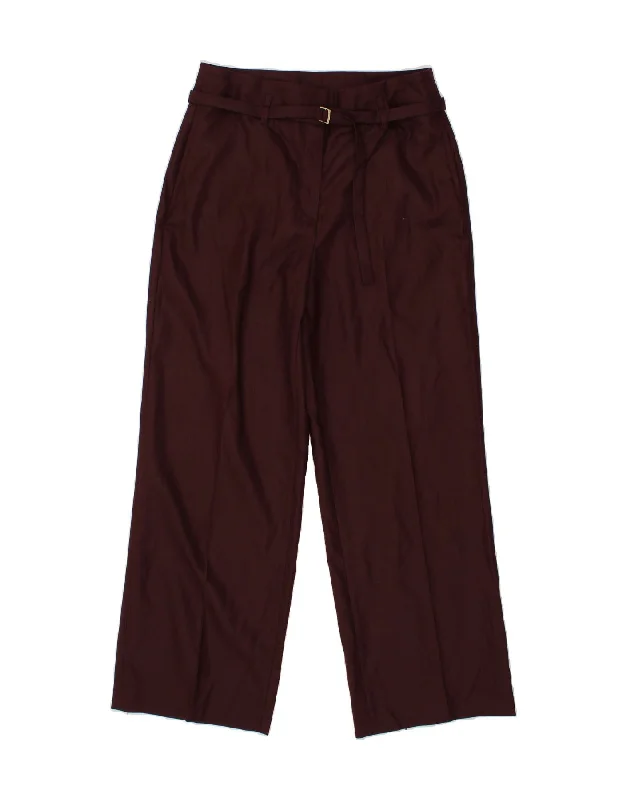 MASSIMO DUTTI Womens High Waist Straight Chino Trousers W32 L30 Burgundy Trousers Low Rise Relaxed