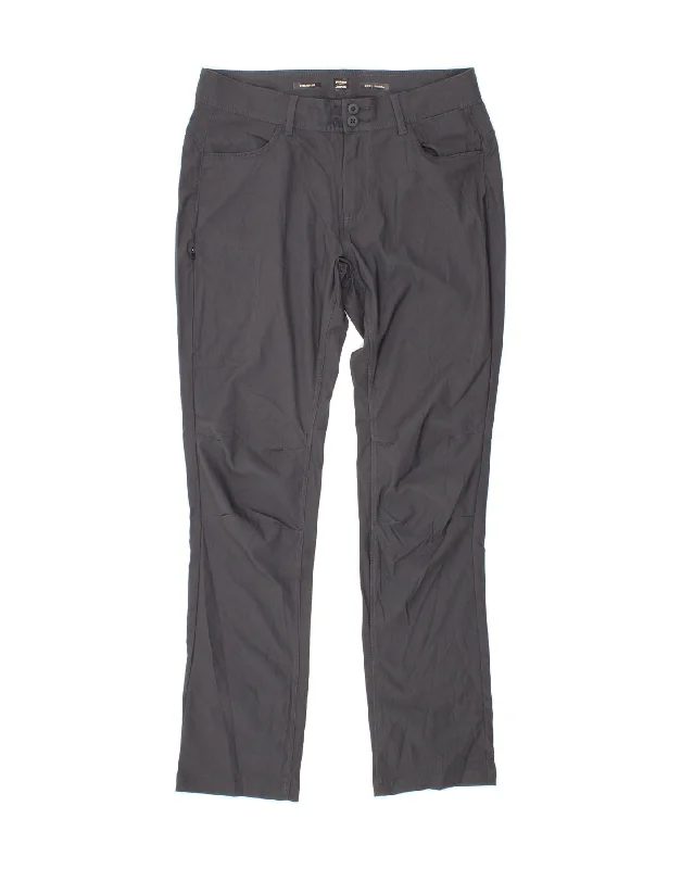 PRANA Womens Straight Casual Trousers US 12 Large W34 L34 Grey Nylon Trousers practical easy-care