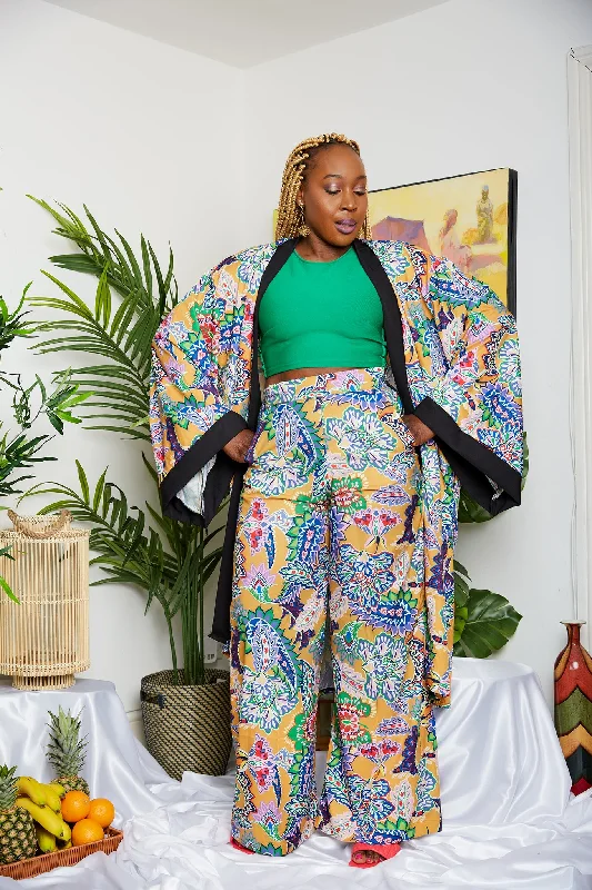 Tropical Crepe Print Pallazo Trouser (Matching Kimono Sold separately) - Lynette Trousers Lace Delicate